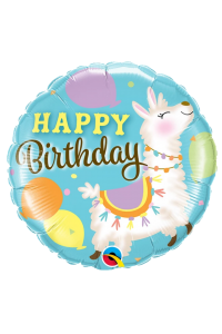 18" Happy Birthday Llama pastels