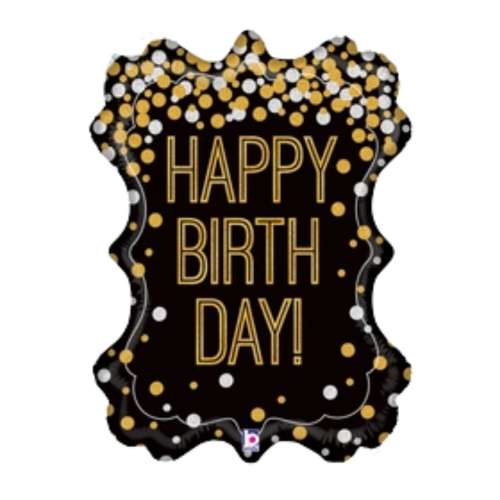 34" Happy birthday black and gold theme