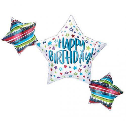 39" Happy birthday star trio