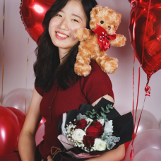 Petite Rose Bqt & Bear Plush