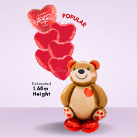 Cupid bear with hearts balloon marquee