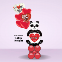 Panda with hearts balloon marquee