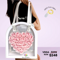 Preserved rose in a heart bag