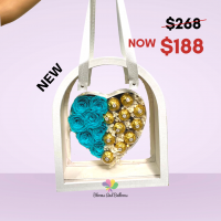 Preserved rose half chocolates in a heart bag