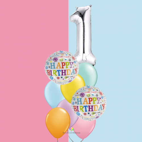 1st baby birthday bouquet set