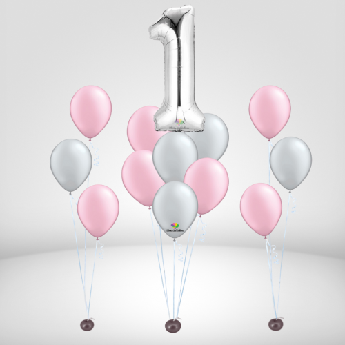 Number foil bouquet and balloons set
