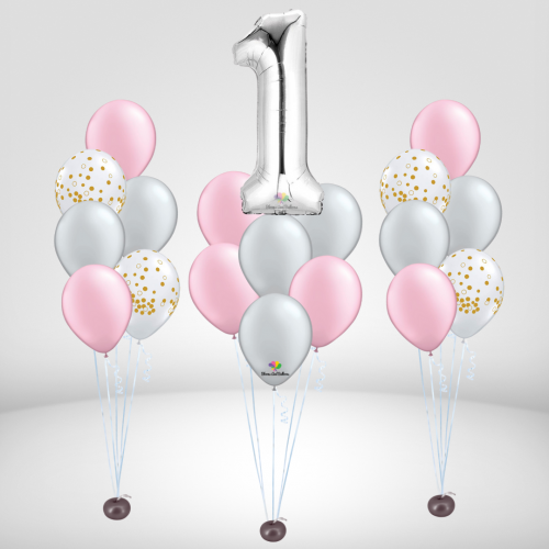 Number foil bouquet and printed confetti balloons set