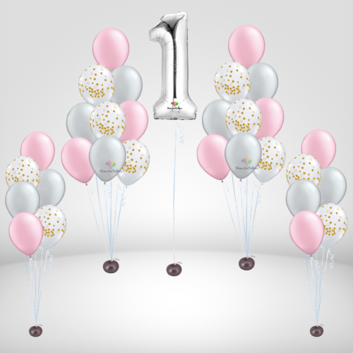 Number foil bouquet and balloon bouquet set c