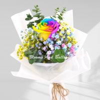 1 stalk rainbow rose bouquet
