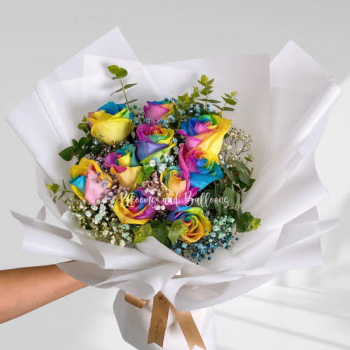 10 stalks Rainbow Rose bouquet
