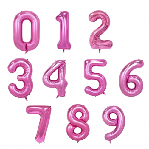 17" Pink Number Foil Balloons