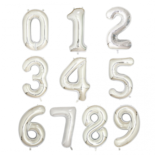 40" Silver Number Foil Balloons
