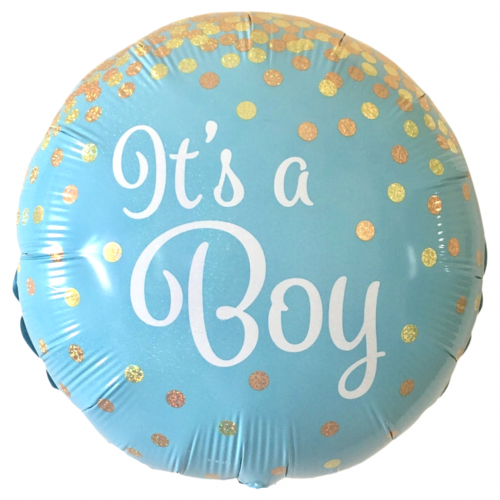 18" Baby Shower Baby Boy Blue and White Confetti