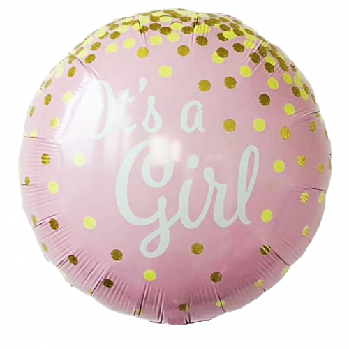 18" Baby Shower Baby Girl Pink and Gold Confetti