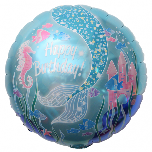 18" Birthday Blue Mermaid and Seahorse