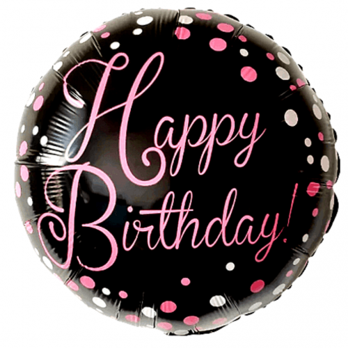 18" Birthday Pink and Black Script