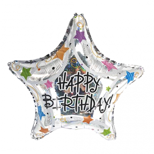 18" Birthday Silver Prismatic Star