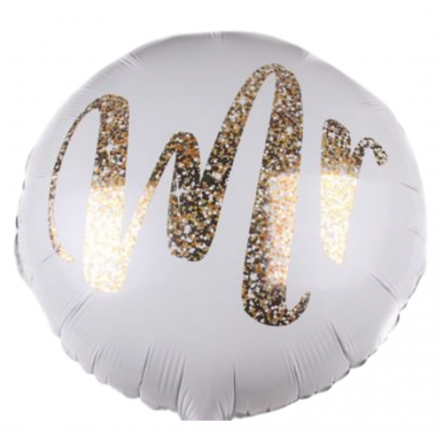 18" Wedding White and Gold Mr