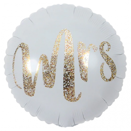 18" Wedding White and Gold Mrs
