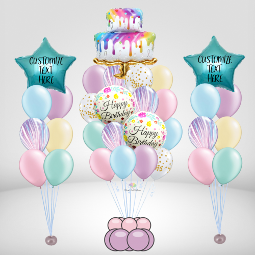 Rainbow pastel Birthday Balloon Bouquet