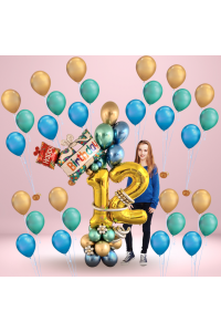 Number centerpiece marquee with balloon bouquet