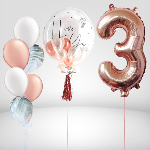 Balloon Bouquet with Bubble balloon and Number foil set