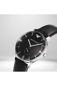 (1 LEFT!) EMPORIO ARMANI Classic black dial leather watch